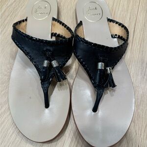Jack Rogers black leather sandal with tassel